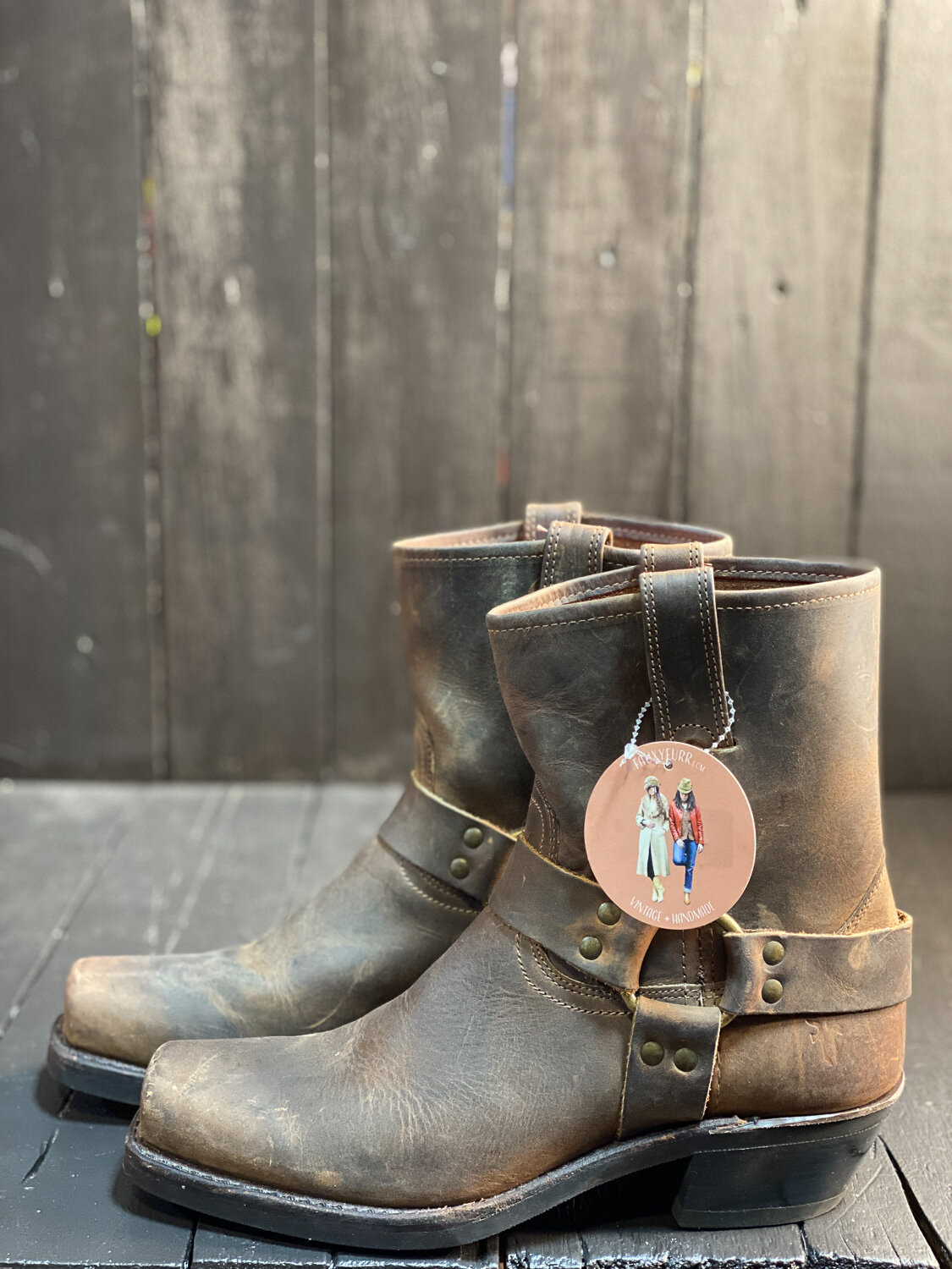 Womens US 9.5, Frye Harness Boots — FauxyFurr Vintage + Handmade